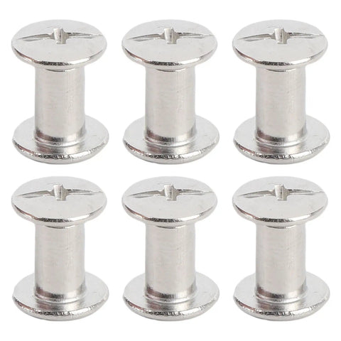 Rivet And Screw Kit 50 Sets M4 Stainless Steel Flat Head Fasteners For Leather Craft DIY Repairs Binding And Decorative Projects 100 Pieces Total Ready For Any Hardware Hack, six silver M4 flat head screws