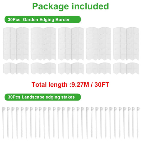 White 30 Foot Landscape Edging Kit With 30 Stakes For Lawn And Flower Bed Borders Package Contents