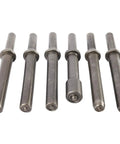 Heavy Duty Pneumatic Air Rivet Hammer Kit with 7 pieces smoothing chisels, steel construction, multiple heads for rivets