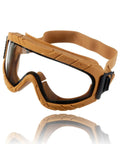 X-pect 4900 Safety Goggles With Dual Layer Lenses For Pro Grade Eye Protection Built To Last Anti Fog Anti UV ANSI Z87 1 High Velocity Impact Certified Comfortable Eyeglass Wearer Friendly Sand Color, front view