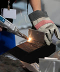 Welder using heavy duty welding blanket fireproof shield for welder metalworker fabricator mechanic shop garage construction site