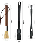 Grinder Cleaning Brush Set With Walnut Wood Handle And Natural Bristles For Espresso Machines And Home Baristas, Easy Grounds Sweep