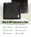 Six Piece Square Plastic Stepping Stone Molds For Concrete Pavers 12 By 12 Inch Deep 1.73in Reusable DIY Form Kit displayed with key features and benefits.