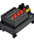 Four Channel Toggle Switch Power Distribution Module For DIN Rail Mount With LED On Off Indicators And DC Input Range Three To Thirty Two Volts Up To Thirty Amps Total Five Amps Per Channel Ideal For Industrial Control Panels