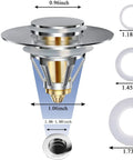 Diagram of 2 Pack Universal Bathroom Sink Stopper Pop Up Drain Plug With Basket Strainer, Fits 1.06 To 1.80 Inch Drain Holes, dimensions labeled