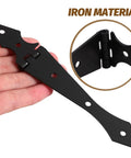 Black Iron Fence Gate Hinges 10 Pack Heavy Duty Bearing Hinges For Big Gates shown in hand with close-up of hinge detail