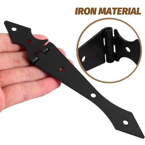 Heavy Duty Iron Yard Fence Gate Hinges Ten Pack For Garden Fences And Gate Doors with Built Tough Sleek Decorative Black Finish