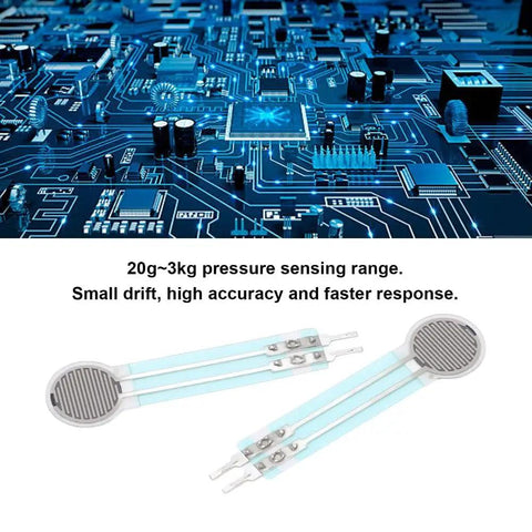Two Pack Thin Film Pressure Sensor, Flexible Bendable Force Sensitive Resistor, 20g To 3kg Range, High Accuracy With Low Drift, Ideal For Auto And Industrial Measurement Applications, 0.4mm thin