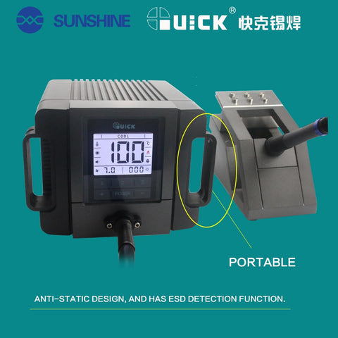Front view of 200W Hot Air Soldering Station For SMD Rework And Phone PCB Repair showcasing its digital display and blower nozzle.