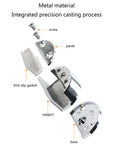 Exploded view of no drilling glass door hinges with zinc alloy single clamp pivot for easy install and durable operation.