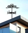 Black Metal Pickup Truck Weathervane Ornament on roof for Outdoor Yard Decor Wind Direction Indicator Easy Install Iron Craft