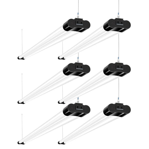 Six Pack 4Ft Linkable LED Shop Light Kit With 4400 Lumens At 5000K Daylight 42W Replaces 250W Energy Saving Garage Light Hanging