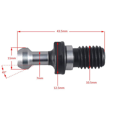 BT30 45 Degree Pull Stud Retention Knob For CNC Milling Tool Holder, 10 Pcs, dimensions marked, MAS BT Standard Shank