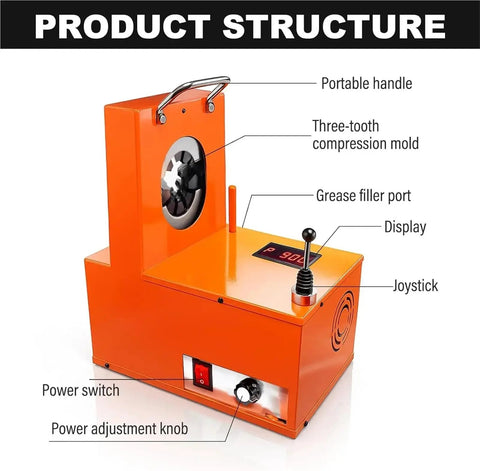 Heavy Duty Electric Hydraulic Hose Crimper For Car A/C Piping 1200W Power detailed view showing portable handle, display, and adjustments.