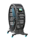 Heavy Duty Metal Floor Fan 1.5 Meter Tall Industrial Standing Fan With Multi Speed Rotary Switch, portable design on wheels.