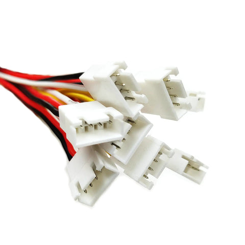 XH 2.54mm 4 Pin Male and Female Connector Kit with 10cm 22 AWG Soft Silicone Wires 10 Pairs, multi-colored wires