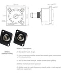 BNC Female Socket Adapter Panel Mount Chassis Connector D Type Solderless Video Jack 50 Ohm 75 Ohm Black For Pro Video Gear High Frequency Signals Easy Insertion Secure Locking Industrial Use, black metal panel mount with dimensions