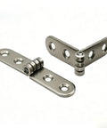 Premium Tough As Nails Heavy Duty Folding Hinges With 180 Degree Swing And Rounded Buffer Design For Smooth Quiet Cabinet Doors And Wooden Boxes Durable Zinc Steel Hardware Pair, showing zinc steel material and predrilled holes.