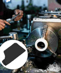 Rugged Heavy Duty Black Miter Saw Dust Collection Hood Pair With Zippered Table Saw Bag Polyester Dust Control Setup That Keeps Your Shop Spotless Today, shown mounted on a miter saw.