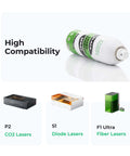 xTool Black Laser Marking Spray, 8.5 oz; compatible with CO2, diode and fiber lasers; three laser types shown.