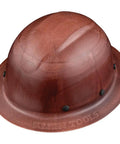 Full Brim KONSTRUCT Series Hard Hat 60452 On The Job Site, Class G Type 1 Brown with sweat-wicking sweatband, top view.