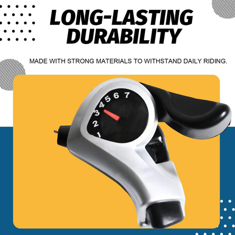 Right Thumb Trigger Shifter For 7 Speed Bikes, SL-TX50-7R Gear Lever with ergonomic design against orange and blue background