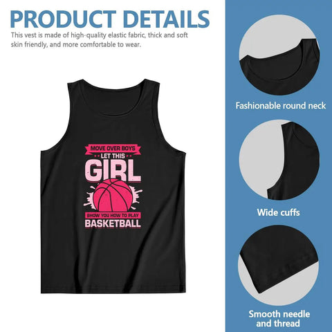 Men's 100 Percent Cotton Muscle Beater Tank Top Ultra Soft Breathable Sleeveless Gym Shirt with UVA Sun Block for Summer Workouts and Daily Grind Keeping You Cool and Fresh, black tank top with basketball graphic.