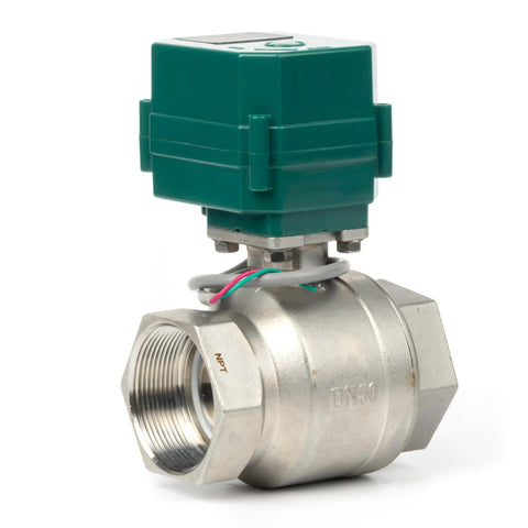 Heavy Duty Motorized Ball Valve 2 Inch Full Port 304 Stainless NSF Certified Electric Ball Valve 9 24V AC DC 2 Wire Auto Return Normally Closed