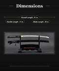 Aluminum Alloy Iaito Katana For Iaido Training Full Tang Sword With 28 Inch Blade Lightweight With Saya on display stand