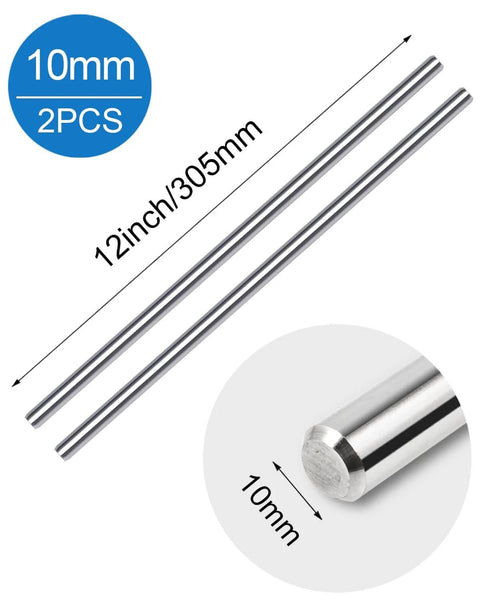Durable 10mm 304 Stainless Steel Round Rods 12 Inch 305mm Solid Metal Rods for DIY Crafts Metalworking and Industrial Projects Corrosion Resistant 2 Pack