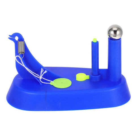 Hands On Newton Pendulum Inertia Demonstrator Kit for Classroom Physics Lab Visual Mechanics Tool in blue plastic base with metal sphere