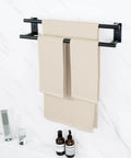 Double Layer 24 Inch Wall Mount Towel Rack In Matte Black SUS304 Stainless Steel Towel Hanger With Thickened Pipe holding towels