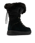 Rear view of Women's Hi-Top Winter Boots With Omni-Heat Insulation, size 8.5, with Omni-Grip sole and black fur trim.