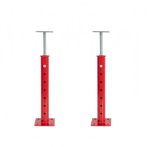 2 Pack Adjustable Basement Floor Jack For 18 To 36 Inch Height Range in red, shown front view, heavy duty steel construction.