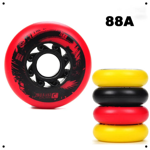 Inline Skate Replacement Wheels 72mm 76mm For Roller Blades And Skateboards 88A Hardness For Indoor And Street Use In Red Yellow Black Bearings Included Smooth Glide On Any Surface