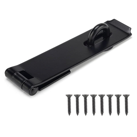 Heavy Duty Steel Hasp Latch 7 Three Quarters Inch Extra Thick Locking Hasp For Fence Gate Barn Door Shed Closet Cabinet Black Powder Coat Finish