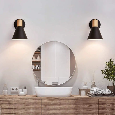 Black Adjustable Wood Style Wall Sconce Reading Lamp for Bedroom Hallway and Living Room Go To Lighting Hardwired 1 Pack Sconce