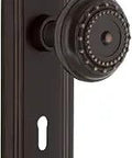 Deco Plate With Keyhole Passage Meadows Door Knob In Timeless Bronze, Solid Brass Plates With Lead Crystal Knobs, Nonlocking Passage Set