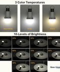Rechargeable USB Light Bulbs With Remote And Timer 3CCT 3000K To 6000K 10 Level Brightness Two Pack shown with 3 color temperatures