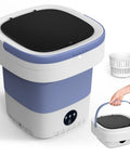 Super Ultra Compact Portable Mini Washing Machine With Rapid Spin Basket in vibrant purple, showing control panel and removable basket.