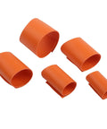 Heavy Duty Pipe Saddle Cutting Guide Kit With Tough Vinyl Tracing Jig That Kills The Guesswork On Plumbing And Hvac Layout Marking For Round Tubes Pro Workers And Handyman Metal Builds includes orange vinyl jigs in various sizes.