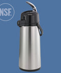 ECAL22S Eco Air Lever Airpot With Glass Vacuum Insulated Beverage Dispenser 2.2 Liter Thermal Coffee Carafe in brushed stainless steel