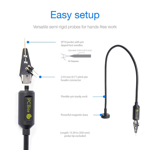 Pro Grade Four SP10 Probes Soldering Helper Kit with flexible probe and pin-tipped test needles for easy setup and circuit board repair
