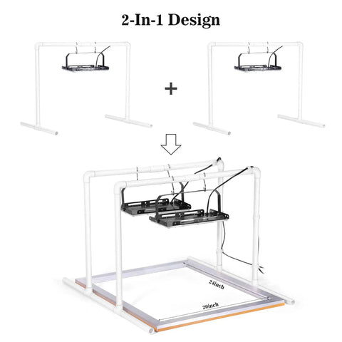 Two Pack 50W LED UV Exposure Light For Screen Printing And Cyanotypes with stands showing 2-in-1 design setup