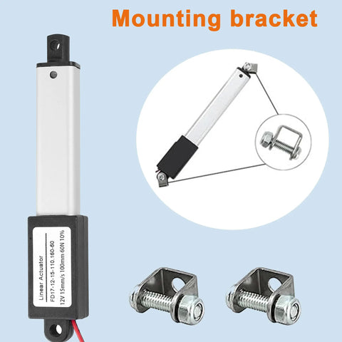 12V Mini Linear Actuator With 4 Inch Stroke, 60N Load, Speed 15mm Per Second, IP54 Waterproof, with mounting bracket