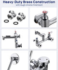 Heavy Duty Wall Mount Mop Sink Faucet With Vacuum Breaker Eight Inch Center Three Quarter Inch Hose Thread details