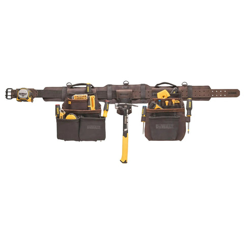 Leather Tool Belt Organizer With 18 Pockets For Pros, Heavy Duty Construction, Durable Pouch System With Quick Grab Tape Clip