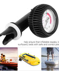 Beefy Air Pressure Gauge For Inflatable Boats Kayaks And Float Tubes with black PVC gel layer, 0-8.55 psi range, 3.8 cm diameter