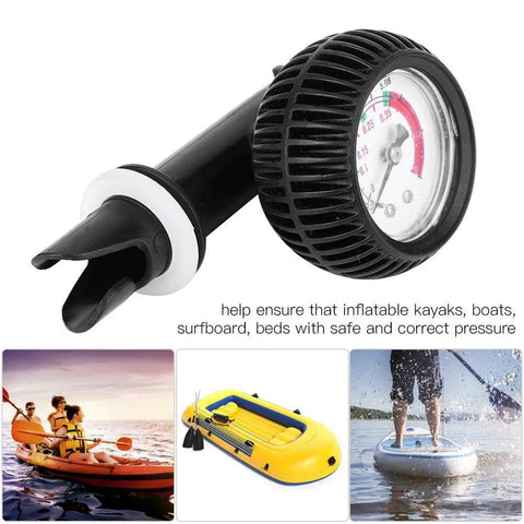 Beefy Air Pressure Gauge For Inflatable Boats Kayaks And Float Tubes with black PVC gel layer, 0-8.55 psi range, 3.8 cm diameter