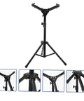 Heavy Duty Folding Drum Practice Stand Built With Beefy Alloy Rails Quick Snap Mallet Dock And Lightweight Traveling Rig Made For Serious Stick Hitters Everywhere side view showing adjustable legs and mallet dock setup